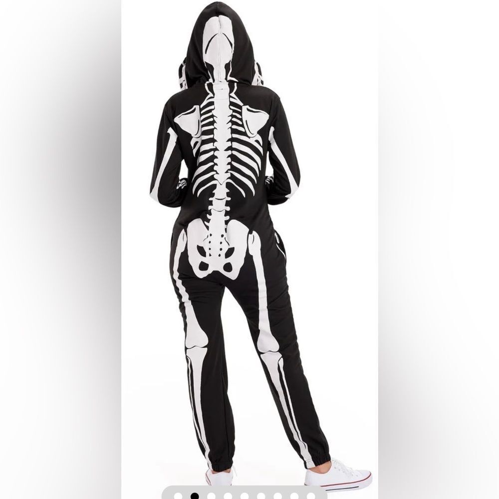 NWT Tipsy Elves Unisex Skelton Full Zip One Piece Jumpsuit Halloween- Size XS - Picture 2 of 13